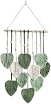 Avoik Macrame Wall Hanging Boho Wall Decor Woven Tapestry Handmade Leaf Green Wall Art Feather Bohemian Chic Home Decor Macrame Tapestry for Living Room Apartment Nursery Farmhouse Decor, 40 * 90