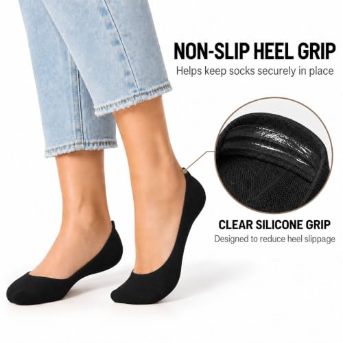 Image of YEJIMONG Cotton No Show Socks for Women, 8 Pairs, Sizes 5-10