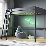 Flair Furnishings Noomi - Small Double Continental High Sleeper Bed for Kids, Cabin Bed, Heavy Duty and Sturdy Solid Wood, Stylish, Space Saving Design (Grey)