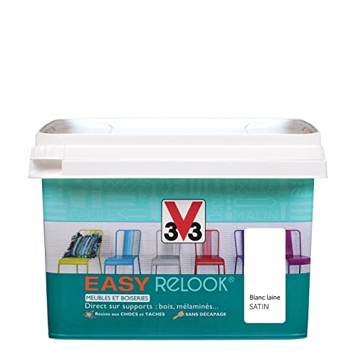 V33 Vernis intérieur Easy relook, Blanc laine satin 0,5L