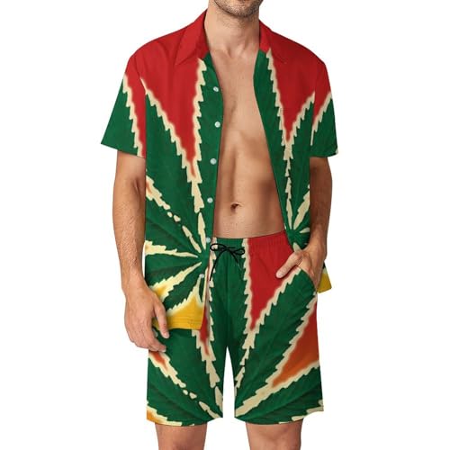 Tenue de plage courte pour homme ensemble d'été imprimé cannabis