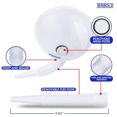 Image of Automotive Flex Funnel with Hose | Wide Mouth Flexible Oil Funnel for Automotive Use - Gas, Transmission Fluid, Car Fuel, Oil Change (Clear)