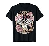 Vintage Rock n Roll Wild Spirit Lets Rock Guitar Floral T-Shirt