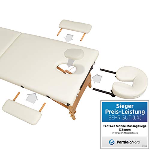 TecTake Table de massage 3 zones pliante cosmetique lit de massage portable + housse de transport - diverses couleurs au choix - (Beige | No. 401465) TecTake Table de massage 3 zones pliante cosmetique lit de massage portable + housse de transport - diverses couleurs au choix - (Beige | No. 401465)