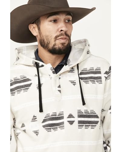 Cinch Men\'s Southwestern Henley Hooded Sweatshirt Cream Large