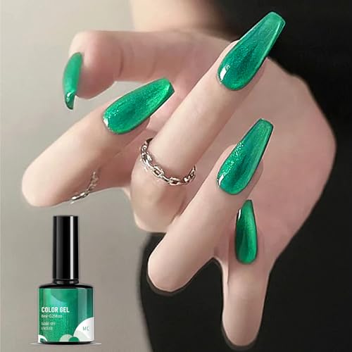 Metal Pearl Gel Nail Polish, Green Mermaid Shell Thread Glitter Holographic Soak Off UV LED Varnish, Shimmering Metallic Shining Sparkling Long Lasting, DIY Art Manicure at Home, Gift for Women - Image 3