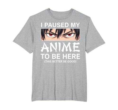 I Paused My Anime to Be Here Japan Kawaii Manga Anime T-Shirt, Men's Big and Tall, Heather Grey, 4X Tall