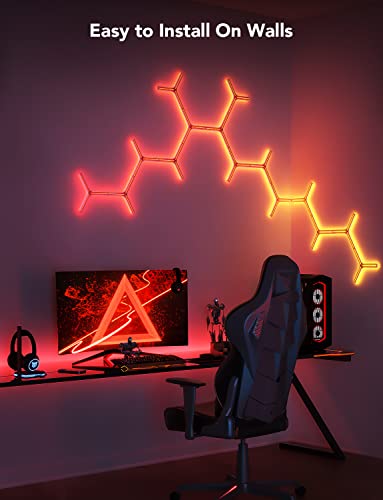 Image of Govee Glide Y RGBIC LED Wall Lights, Smart Wi-Fi Gaming Lights with Music Sync, DIY and Timer Feature, LED Lights for Gaming Room, Wall Light 14 Pack