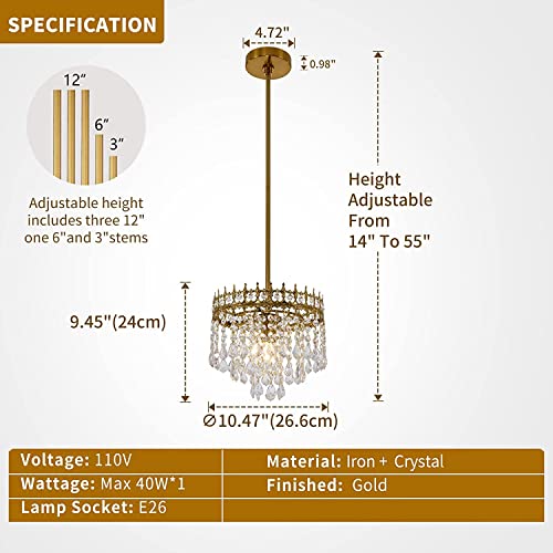 Wabon Modern Crystal Chandelier, Round Gold Crystal Chandelier Light Fixture, Luxury K9 Crystal Pendant Lighting For Living Room Dining Room Foyer Bedroom, D14 #TOP3