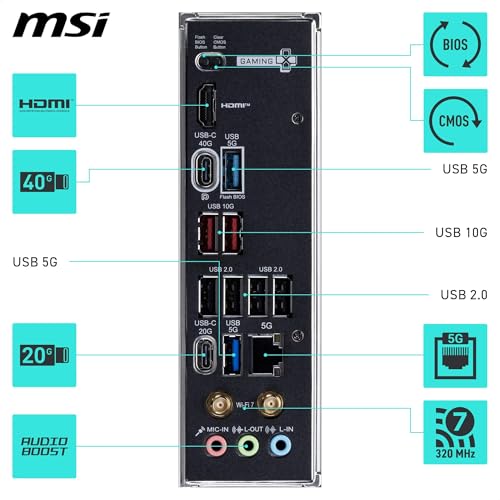 Image of MSI X870E Gaming Plus WiFi Motherboard, ATX - Supports AMD Ryzen 9000 /8000 / 7000 Processors, AM5-60A SPS VRM, DDR5 Memory Boost 8200+ MT /s (OC), PCIe 5.0 x16 & 4.0 x4, M.2 Gen5, Wi-Fi 7, 5G LAN