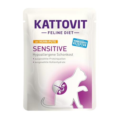 Kattovit Sensitive Frischebeutel | Bundle Huhn+Pute & Huhn+Ente | 2 Sorten 8x85g | Sparbundle