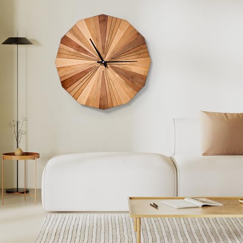 Reloj de pared de madera paramétrico con capas 3D grande miniatura 2