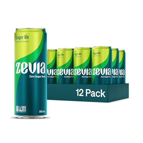 Zevia Zero Sugar, Ginger Ale Soda, 355 mL Cans (Pack of 12)