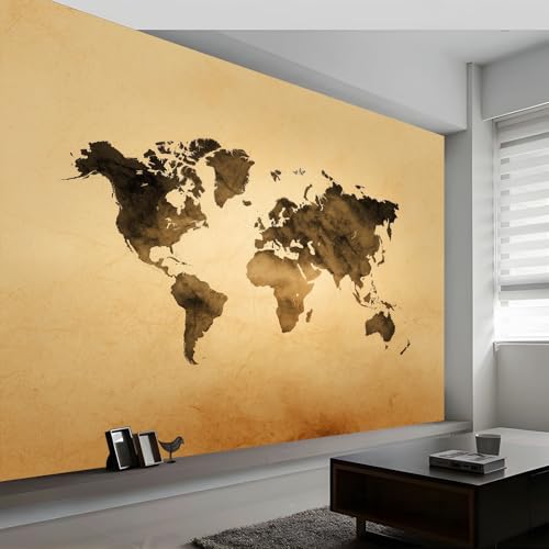 Arte da parete astratto mappa shabby strutturato murales personalizzati retrò carta da parati fotografica per cameretta bambini camera da letto 250 x 175 cm (L x A) - carta da parati in effetto 3d