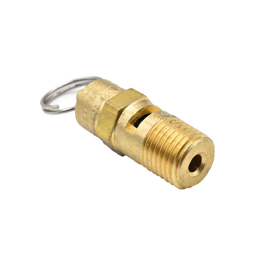 Interstate Pneumatics V140-4 ASME Brass Safety Valve w/pull Ring - 140 PSI 1/4 Inch MPT