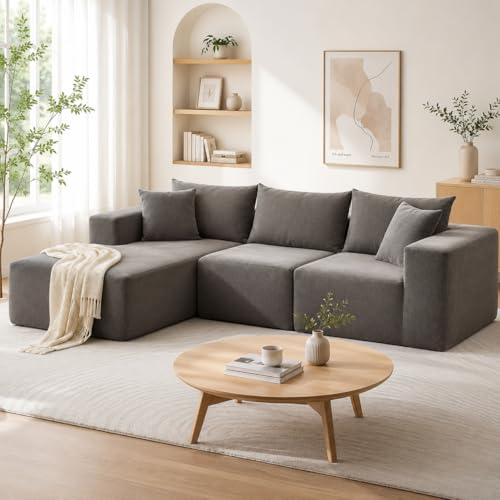 GarveeTech Corduroy Modular L Shape Sofa, Cloud Feel Compressed Sectional