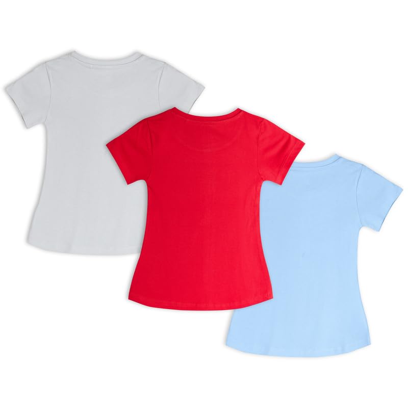 Image of ARIEL Girls Cotton Regular Fit Half Sleeve Cotton T-Shirts - Pack of 3