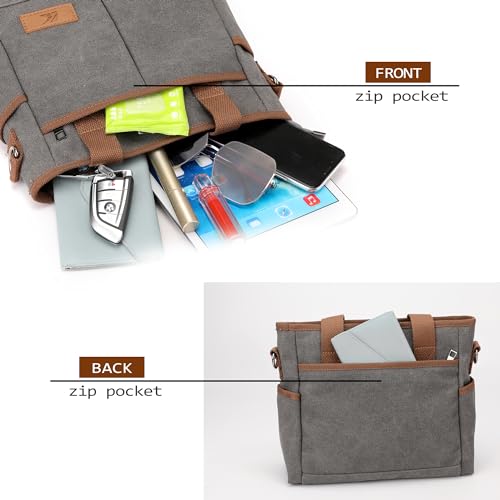 Image of Crossbody Bags for Women Trendy Small Canvas Hobo Tote Top-handle Handbag Multi-pocket Casual Going Out Purse Satchel