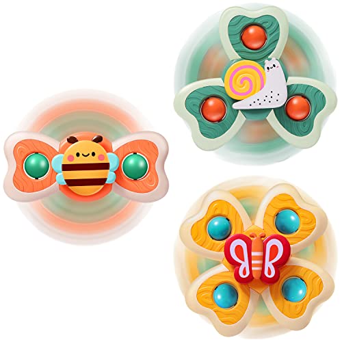 Image of TOHIBEE 3PCS Spinner Toys for 1-3 Year Old Boys & Girls - Suction Cup Spinning Toys for Toddlers & Babies 12-18 Months - First Birthday Gifts