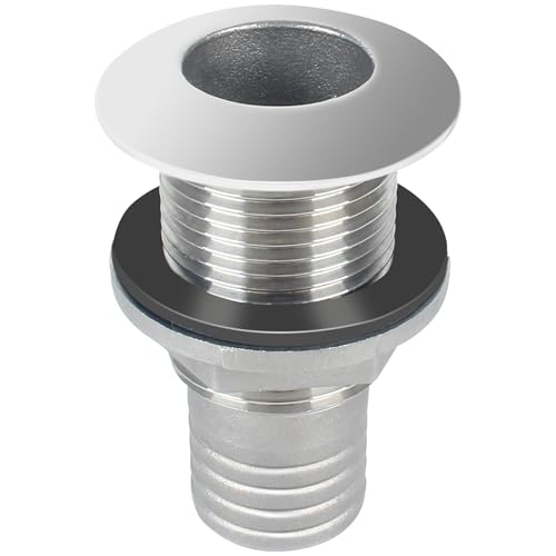 1in Thru Hull Fittings for Boats, 316 Stainless Steel Through Hull Fitting,Thru-Hull Connector Fitting with Gasket, Boat Plumbing Fittings Accessory, Thru Drain Connector for Boats, Yachts, Marine