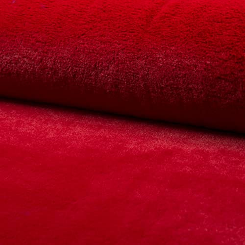Tissu de luxe en fausse fourrure rouge douceur hivernale 5m