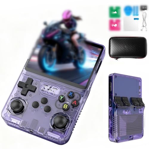 Lihaian R36S Retro Handheld Spielkonsole 128 G über 40.000 Spiele Retro Konsole 3.5-Zoll-IPS-Bildschirm Linux-System Tragbare Mini-Arcade unterstützt mehrere Emulatoren (R36s-Lila)
