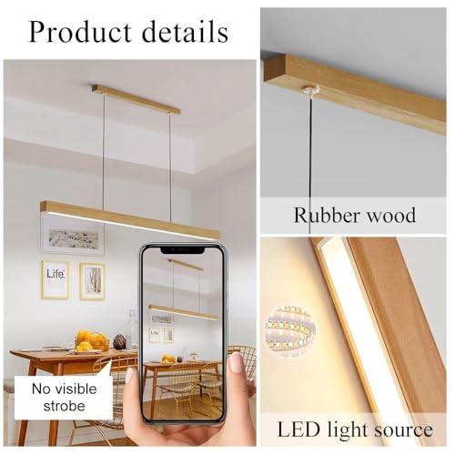 Suspension bois design avec diffuseur acrylique blanc chic LED - 5