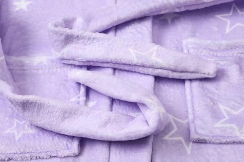 Image of Umeyda Girls Fleece Hooded Robes, Warm Printed Bath Robe for Kids Soft Fuzzy Bathrobe for Gifts