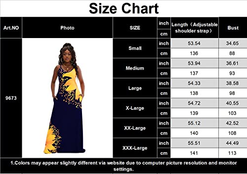 Laiyivic Sunflower Maxi Dresses For Women Casual Summer Floral Print Loose Long Floor Length Sleeveless Sundresses Plus Size #TOP2