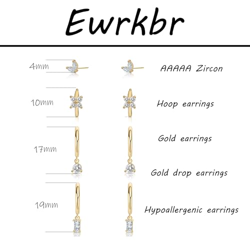 Image of Gold Earrings for Women, 14k Gold Plated Dangle Huggie Earrings for Women Trendy Dainty Gold Hoop Earring Stacks Hypoallergenic Pearl Chain Drop Cartilage Earring Fashion Womens Jewelry