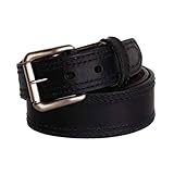 R.G. BULLCO - 1-3/4' to 1-1/2' Full Grain Belt with Oil Tanned Solid Thick Leather & Double Stitch Edge Trim - Black - Size 38 - RGB-128