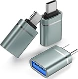 USB C to USB Adapter 3-Pack USB C Male to USB 3.0 Female Adapter, Type C to USB A Adapter USB Hub Splitter for Laptop Tablet Phone, Gray