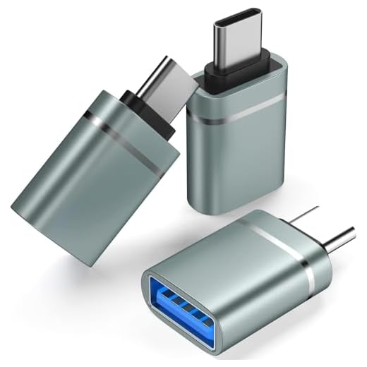 USB C to USB Adapter 3-Pack USB C Male to USB 3.0 Female Adapter, Type C to USB A Adapter USB Hub Splitter for Laptop Tablet Phone, Gray