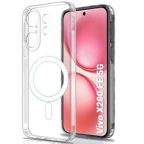 Image of AEETZ Clear Back Case for Vivo X200fe 5g, Hard PC Shockproof Transparent Back Cover Case Compatible with Mag-Safe, Anti-Yellowing (Vivo X200fe 5g)