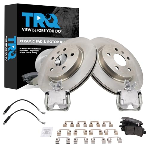 Image of TRQ Rear Brake Pad and Rotor Set Ceramic Vented Rotors Calipers Compatible with 2013-2016 Buick LaCrosse 2011-2016 Regal 2014-2018 Chevrolet Impala 2013 Malibu