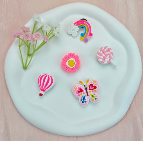 30,50,100 Pcs Random Pink Croc Charms for Girls Women, Cute Shoe Decoration Accessories Pins, Fun Mystery Bulk Gift Box for Clog Sandals, Birthday Party Favors (30 Pcs)