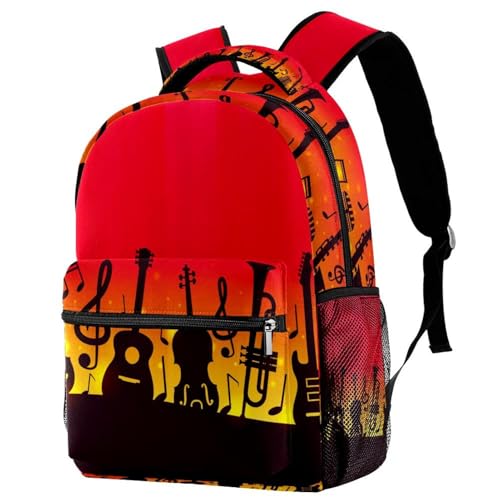 RODAILYCAY Mochila de viaje para laptop, guitarra, violín, jazz, música, escuela, escuela secundaria, bolsa de libros de gran capacidad, bonita mochila para hombres y mujeres