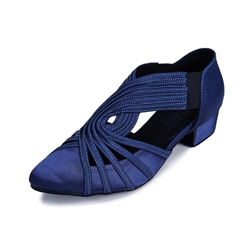 Top 10 Picks for the Best Swing Dance Shoes Reviewed 13 YYTing Women Swing Latin Salsa Ballroom Dance Shoes (Closed Toe, Suede Sole) YT12(9.5,Dark Blue)