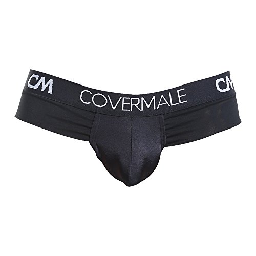 Mens Sexy Slip Thong Soft Pouch Enhancing Full Coverage Shiny Bikini Underwear Black