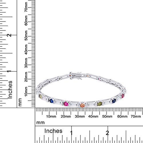 Affy Multi Color Cubic Zirconia Tennis Bracelet In 14K White Gold Over Sterling Silver Length - 7.25" #TOP4