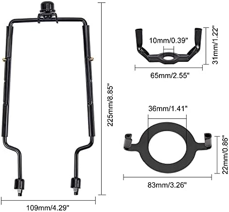 OLYCRAFT 2 Sets Lamp Shade Harp Holder 20 23 25 cm Adjustable Lamp Harp Black Shade Carrier with 2 Shade Attaching Finial Top Horn Frame Lampshade Bracket