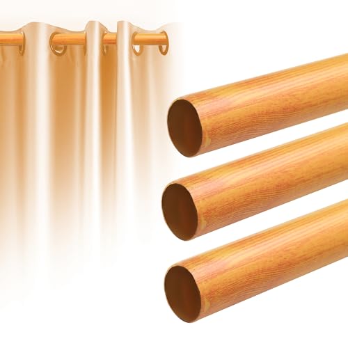 Image of FAPBADRI Curtain Rod /Pipe Heavy Quality Mild Steel for Home /office door, window, shower, 1 inch diameter (25mm), Color - Pine Wood, Length - 60 inches (5 feet), 1 Pipe