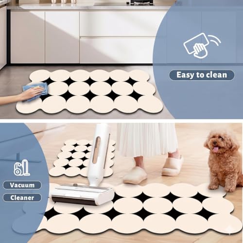 Image of Kitchen Anti Slip Mat for Floor, Waterproof Washable Kitchen Mats, Non Slip Kitchen Floor Mats for Home, Soft Mats for Kitchen, Kitchen Mats for Floor Anti Slip (Fancy Cream 3ROUND)