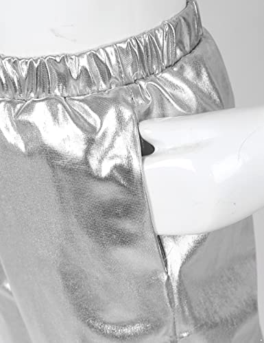 Chictry Kids Girls Shiny Metallic Jazz Dance Pant Hip Hop Sport Leggings Sweatpant Dancewear Costume Silver 16 Years #TOP5