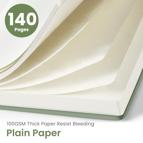 Image of Taja Blank Spiral Journal Notebook for Women & Men, 140 Pages, Sketch Book, Plain Notebook for Drawing & Sketching, Journals for Creative Writing, A5(5.7 inch x 7.9 inch) - Green