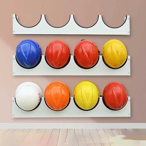 Large Capacity Hard Hat Holder Wall Mount, Metal Hard Hat Rack with 4 Grids, Durable Fall Protection Organizer for Construction Workers - 3 Pack