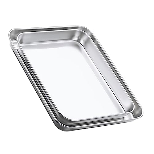 CIYODO 2pezzi Vassoio Acciaio Inossidabile per Cibo Piatto Rectangolare per Barbecue Pz Medium Small