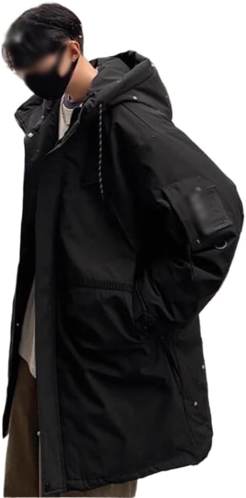 Duck Down Warm Casual Overalls Jacket In The Long Hooded Velvet Suit Men's Winter(Medium)