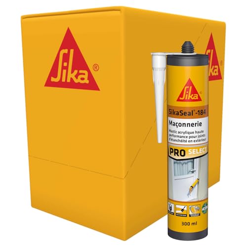 SIKA - SIKA - Mastic acrylique haute performance - SikaSeal-184 Maçonnerie Blanc - Réparation de fissures - Joints d’étanchéité - Extérieur/intérieur - Carton de 12 cartouches de 300ml