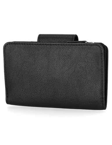 Image of Nautica Womens, Close Reach Vegan Leather RFID Wallet, Small Credit Card Holder Purse with Zipper Coin Pocket and ID Window in Black